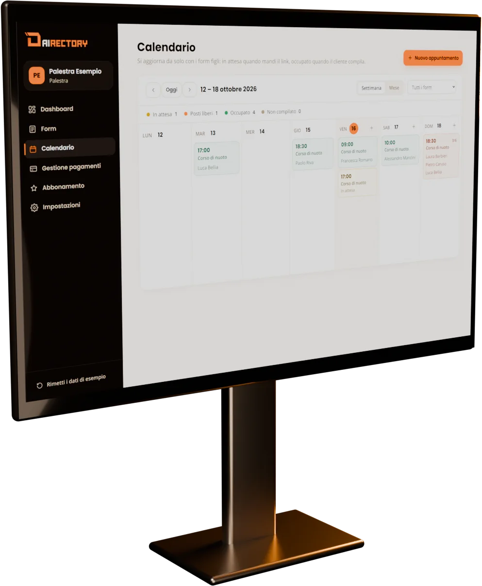 Il monitor con il calendario degli appuntamenti