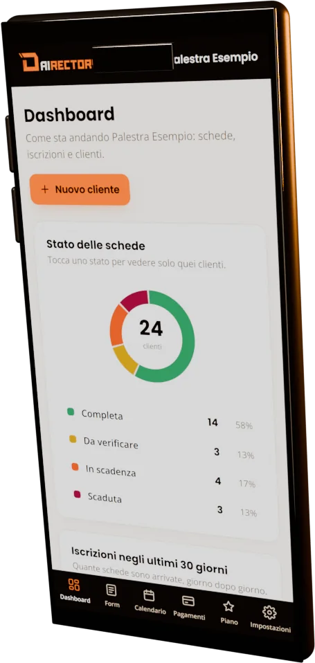 Il telefono con la dashboard di Dairectory