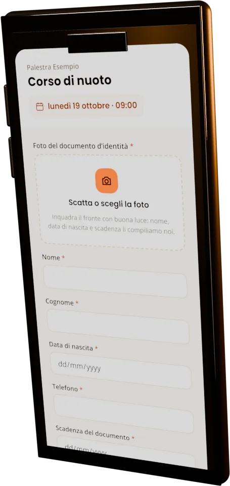 Il telefono del cliente con il modulo di iscrizione